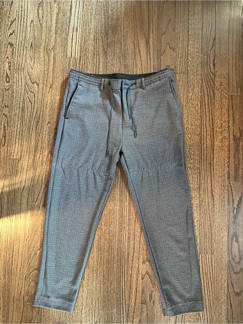 Zara Gray Micro-Check Chino Joggers